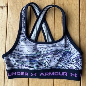 Under Armour Girls Patterned Sports Bra - Purple and Black